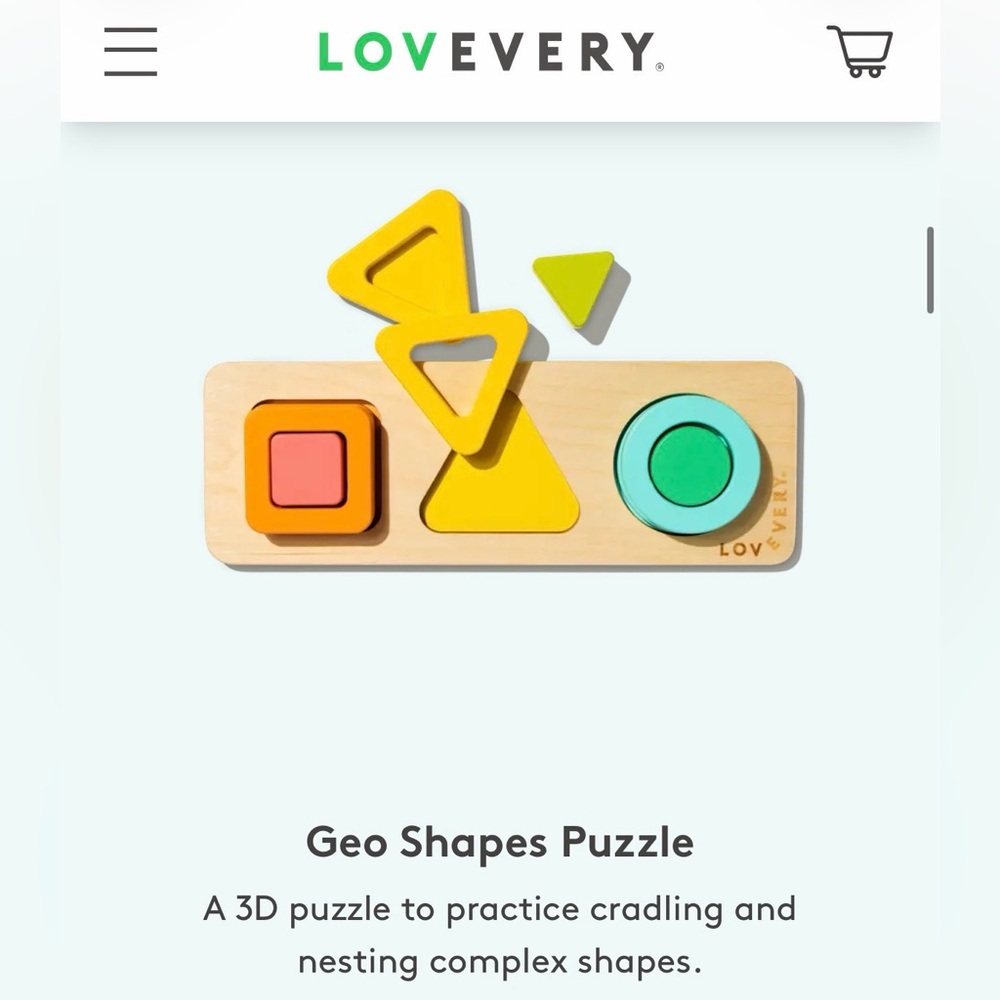 Lovevery 3D Wooden Geo Shapes Puzzle with Play Guide